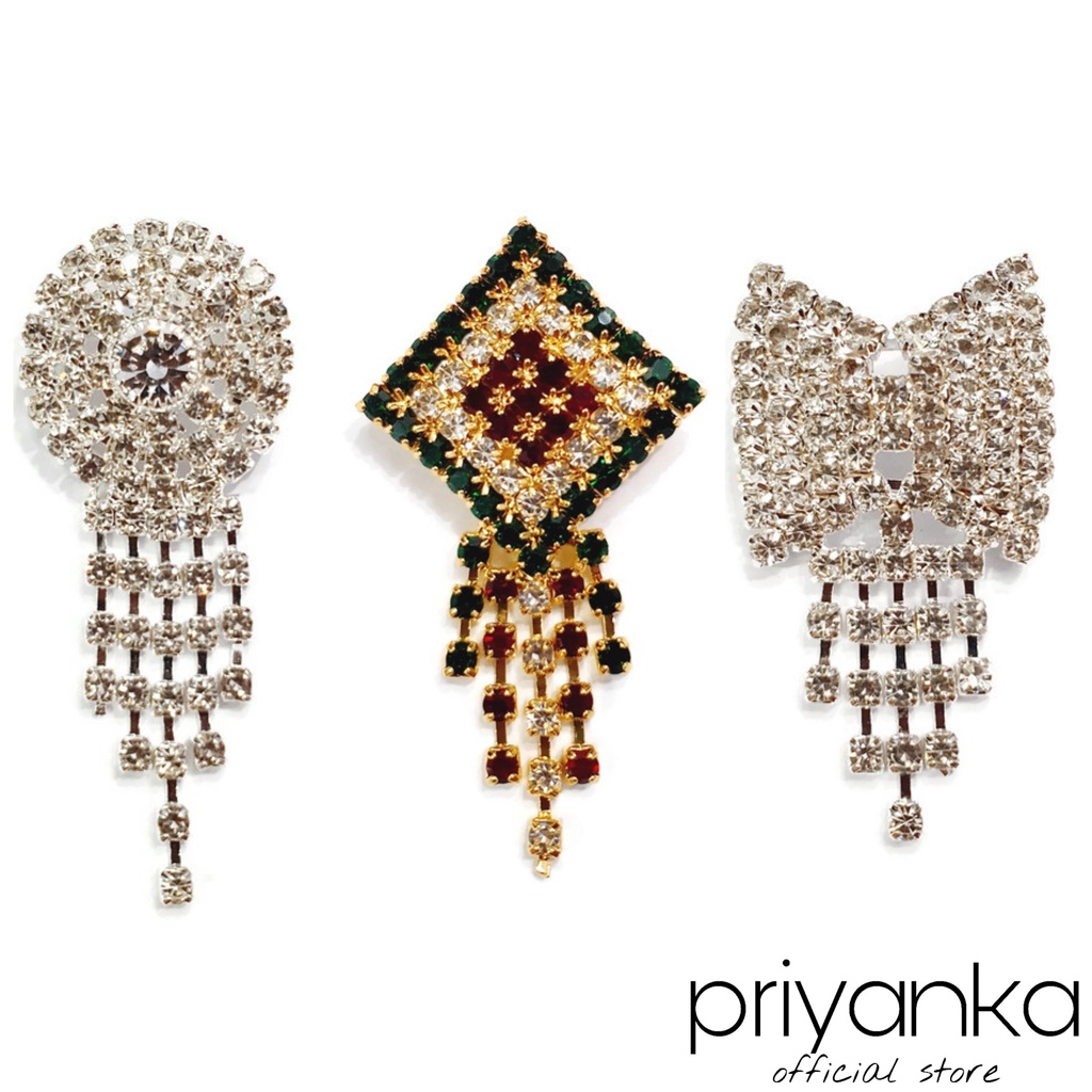 Bros Dagu Juntai Permata/Bros Dagu Jurai Fullmata/Bros Dagu Kristal Mewah