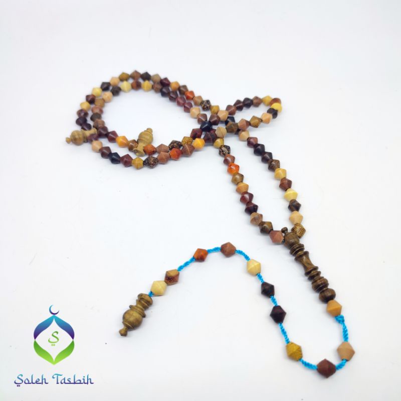 Tasbih Kombinasi 24 Kayu Motif Wajik, Size 6mm_Tasbih Muslim 99 Butir