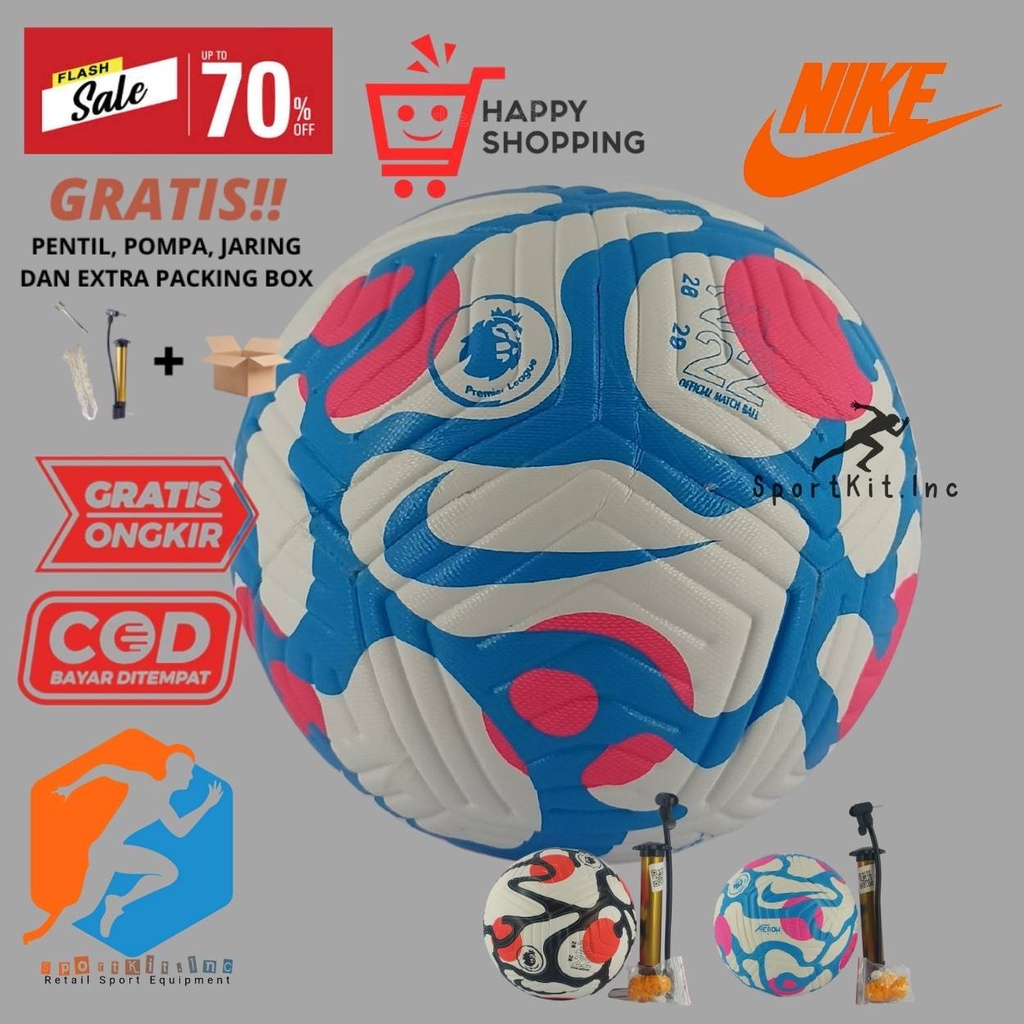 Bola sepak murah futsal size 4 nike flight epl 21/22 import original indoor outdoor