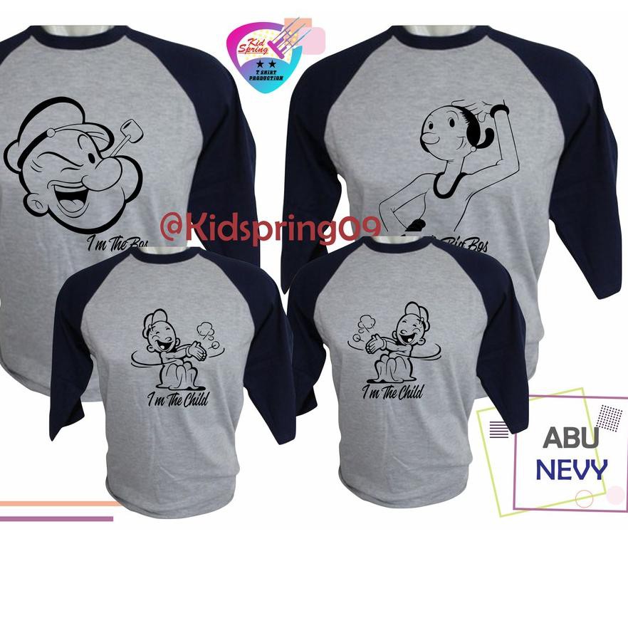 [ Murah ] GGN BAJU Couple Raglan Keluarga Family Kembaran Samaan Anak Ayah Ibu Kaos Couple Popaye ✅