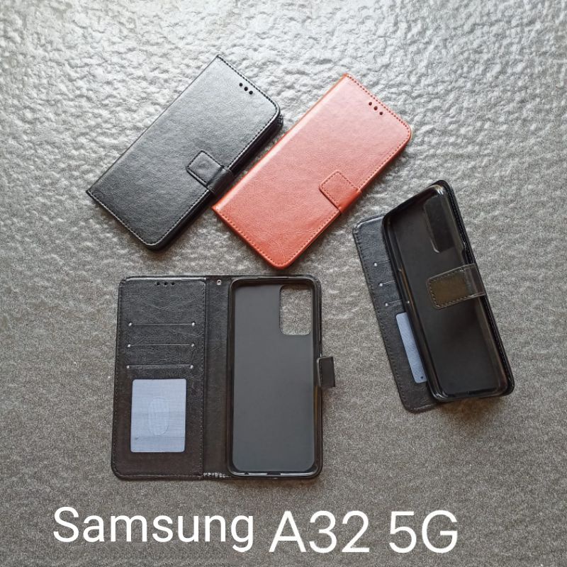 Flipcase kulit samsung A750 A7 2018 . M30 . A32 5G . A12 M12 F12 . A33 5G . A53 5G flip case book cover flipshell dompet sarung buku