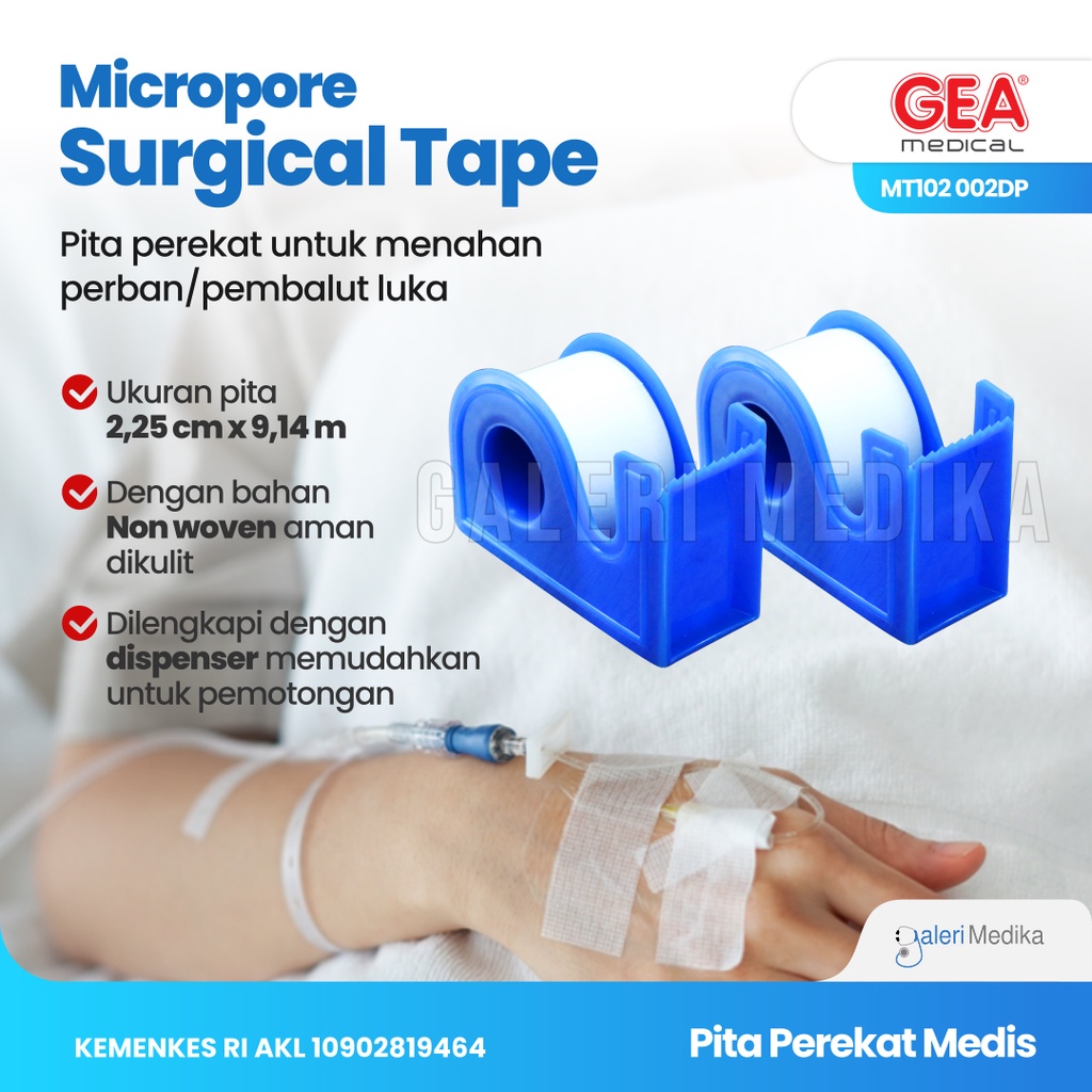 Micropore 1 inch GEA Non Woven Tape MT102 002DP (Satuan)