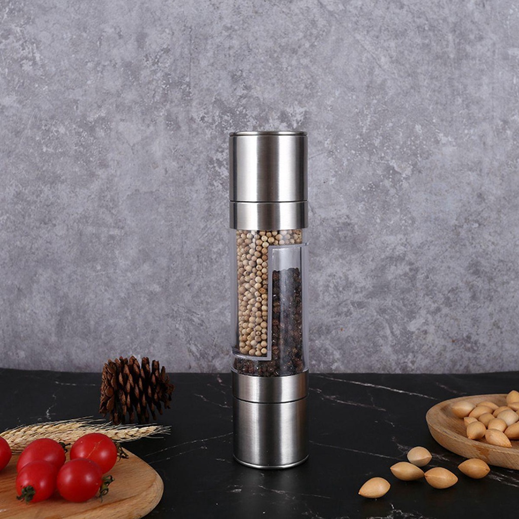 [Elegan] Salt and Pepper Mill Cooking Refillable 2in1 Alat Dapur Manual Stainless Steel