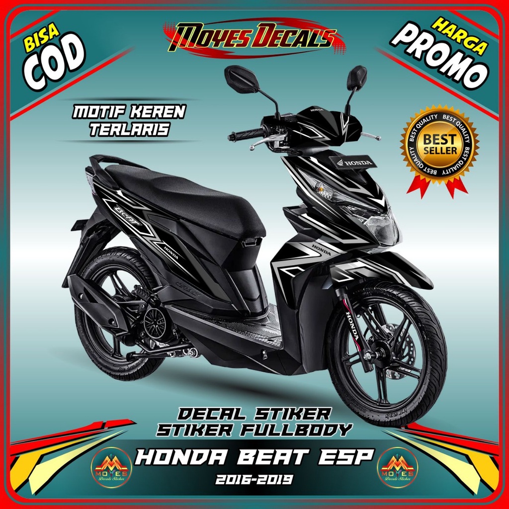Decal Sticker Beat Esp FI Motif MYS Black Silver Meet Full Body Variasi Stiker Motor