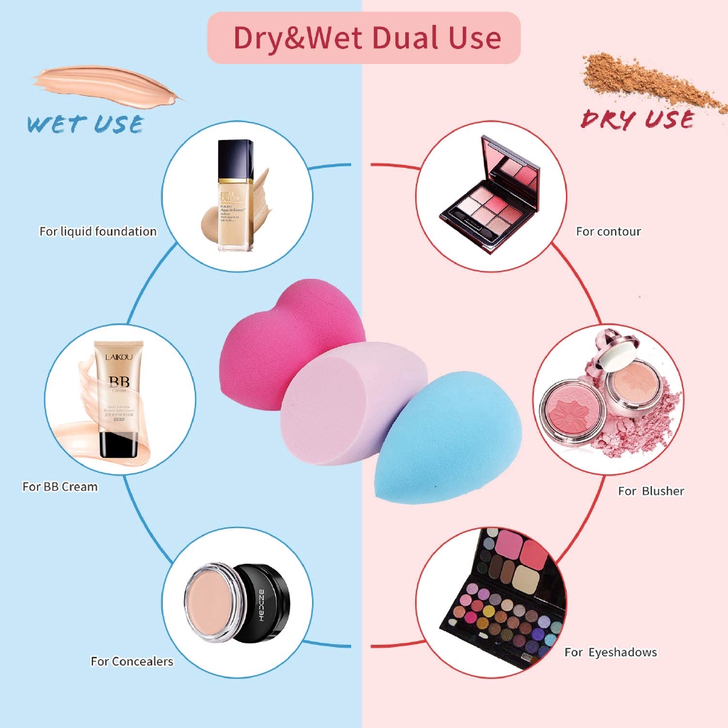 1pc Spons Puff Blender Foundation Powder Untuk Makeup Kecantikan Wanita