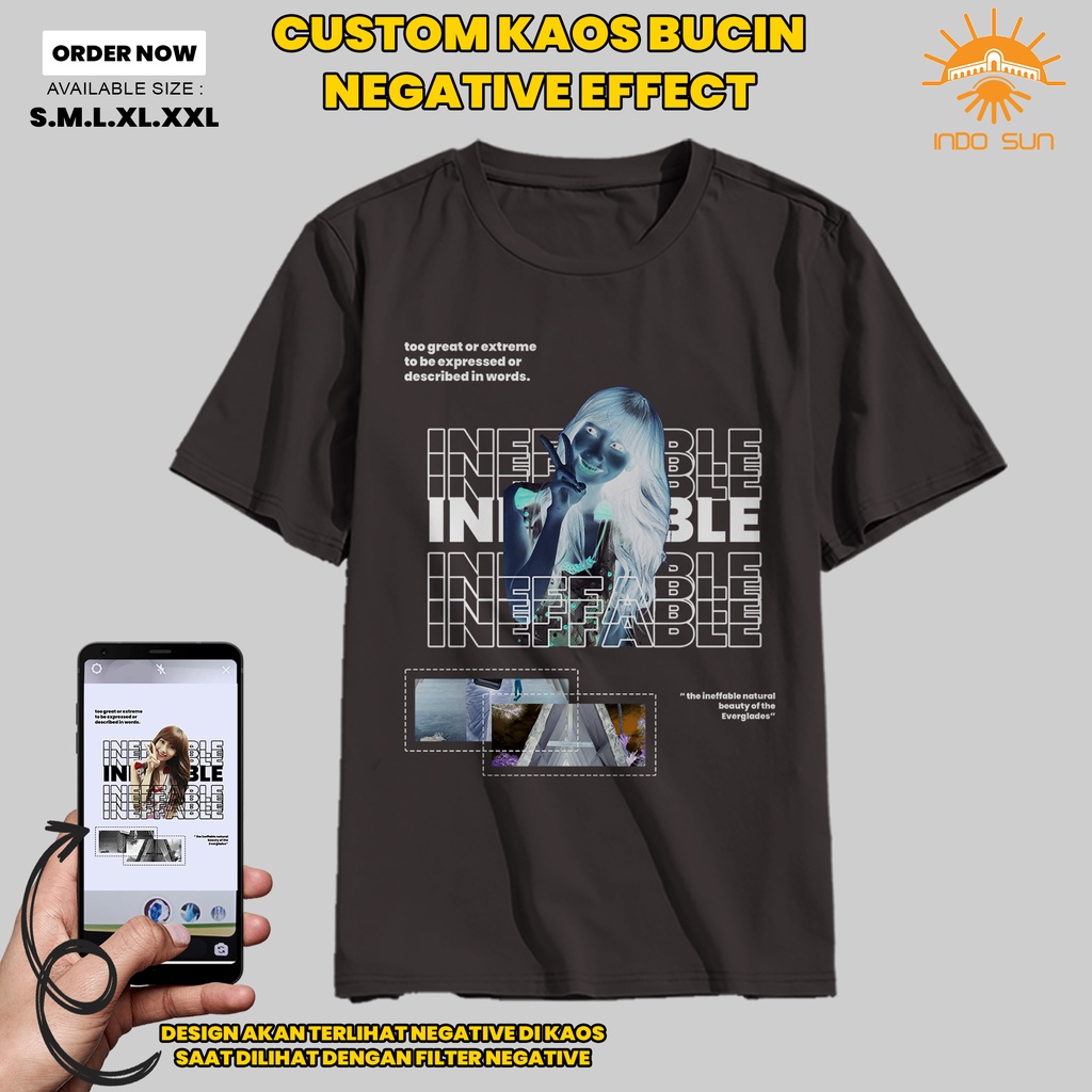 Indosun Tshirt Kaos Custom Bucin Negative Effect -  Kaos Ilusi Foto -  Kaos Bucin Aesthetic Efek Neg