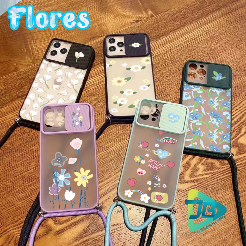 SOFTCASE SLINGCASE SLIDE PELINDUNG KAMERA FLORES SAMSUNG OPPO VIVO REALME IPHONE XIAOMI JB4797