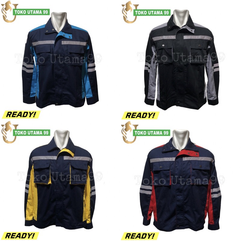 Wearpack kerja safety resleting Baju safety plus logo safety first dan bendera - seragam safety Wear