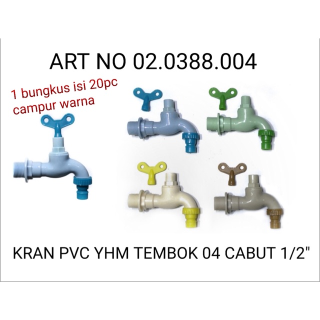 kupu kupu cabut 1/2” pvc Keran air plastik 1/2 inci kran Cabut kepala kran kunci tap water faucet