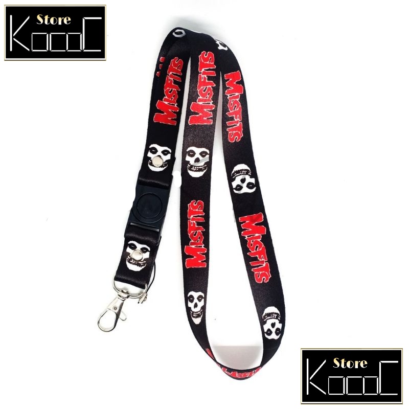 

lanyard MISFITS gantungan kunci band metal musik rock / tali lanyard hitam gantungan leher name tag id card unisex BEST SELLER