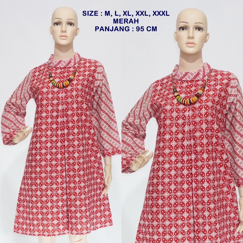  Atasan  Dress Batik  Wanita  Kawung DSC05411 Shopee  Indonesia