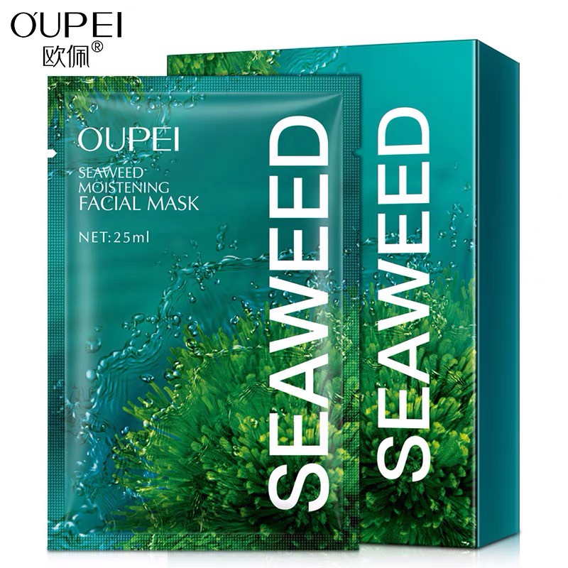 OUPEI SEAWEED MOISTENING FACIAL MASK MASKER KOREA WAJAH WANITA FACIAL SHEET MASK RUMPUT LAUT