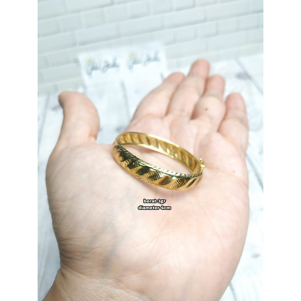 GELANG ANAK UKIR GOLD PERAK ASLI S925 GLOBAL JEWELLERY CI087