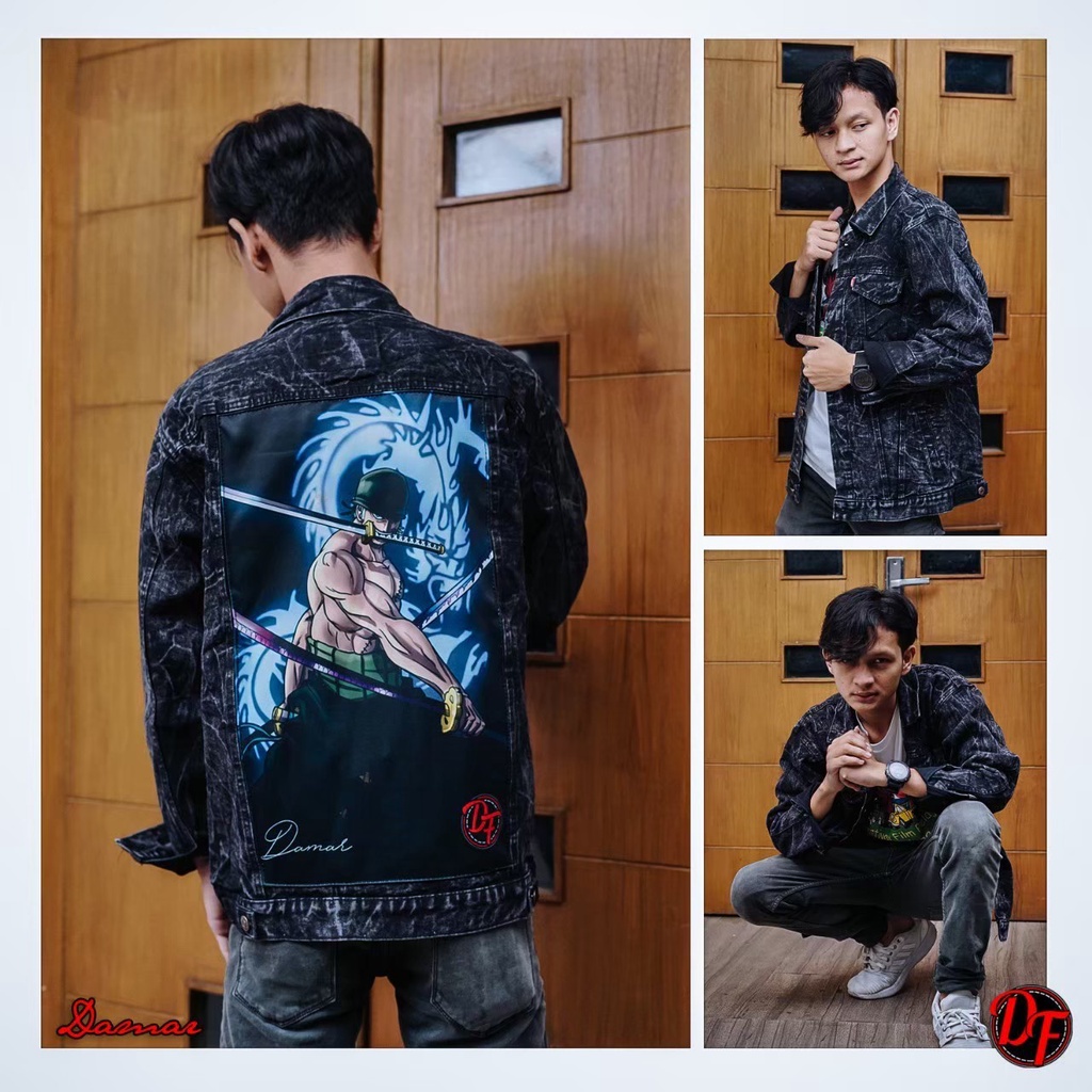 JAKET JEANS PRINTING GAMBAR ANIMASI-JAKET DENIM REMAJA GAUL KEKINIAN UKURAN L XL TERMURAH BISA BAYAR DI TEMPAT