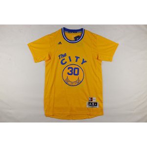 Jersey Basket NBA Golden State Warriors GSW  30 Curry Lengan Pendek Kuning Bagus