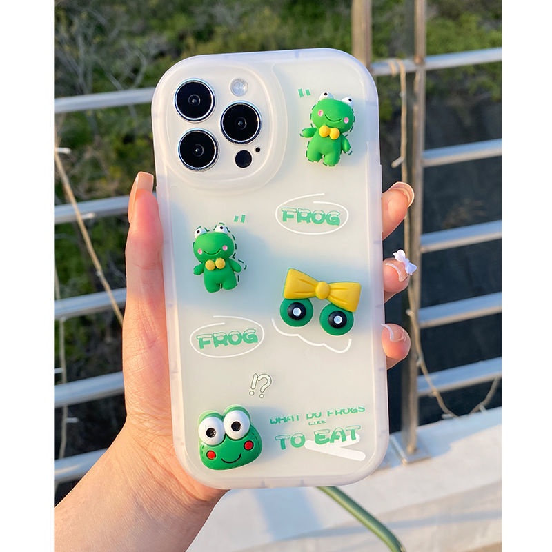 Soft Case Silikon Desain Boneka Katak Kecil Untuk IPhone 12 13 11 Pro Max X Xs Max Xr 7 8 Plus Bbtr