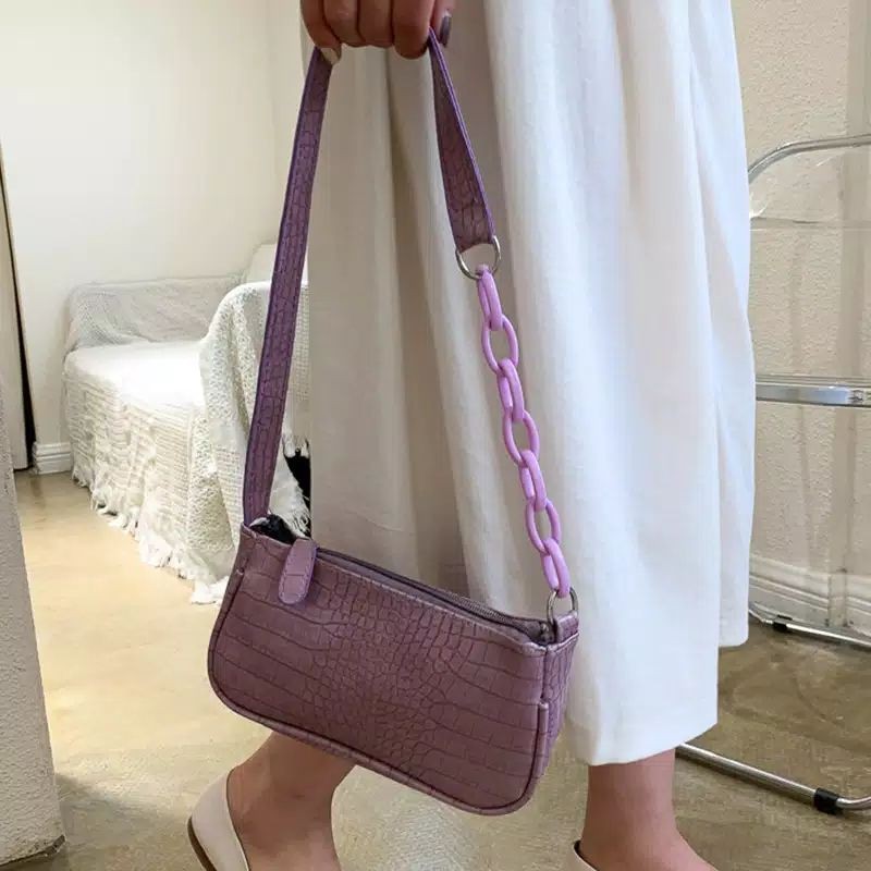 Croco Rantai CRT Tas Bahu Wanita Rantai Akrilik Shoulder Bag Bag Korea