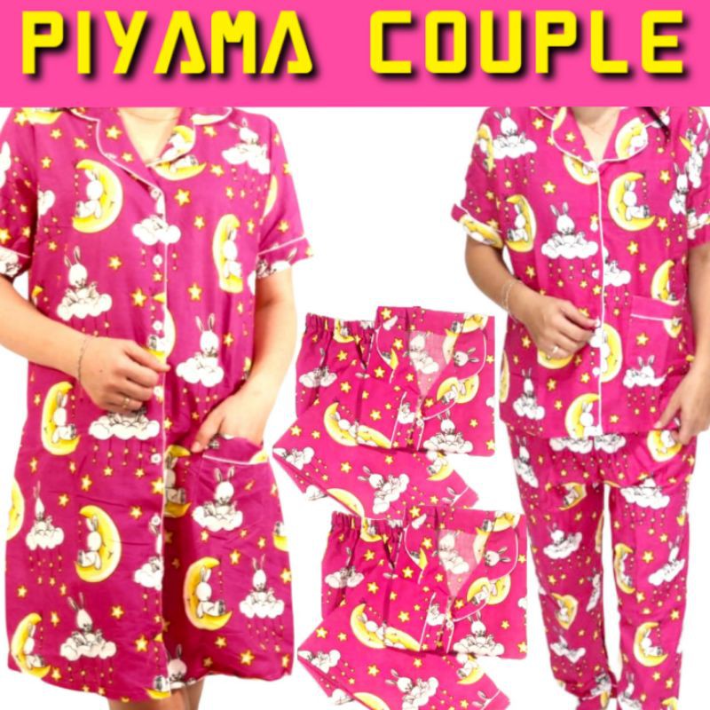 PIAMA KATUN BISA COUPLE MOM AND KID MOTIF KARAKTER