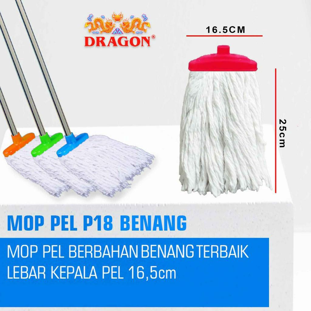 Lap Pel Dragon / Kain Pel Tanpa Gagang / Lap Pel Sumbu Refill / MP251 P18