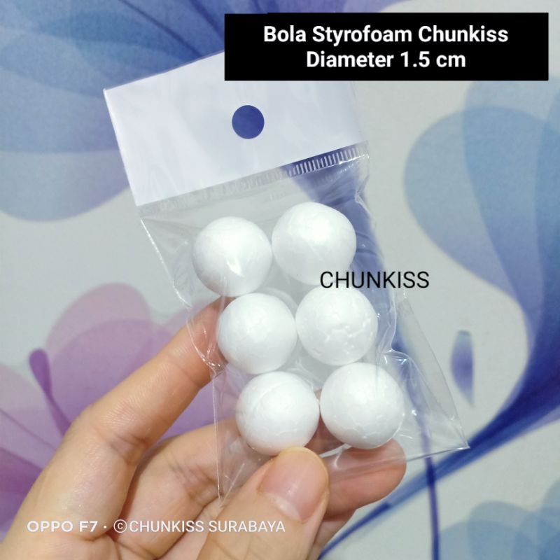 BOLA STYROFOAM UNTUK HIASAN KUE - DIAMETER 1,5 CM DAN 2,5 CM