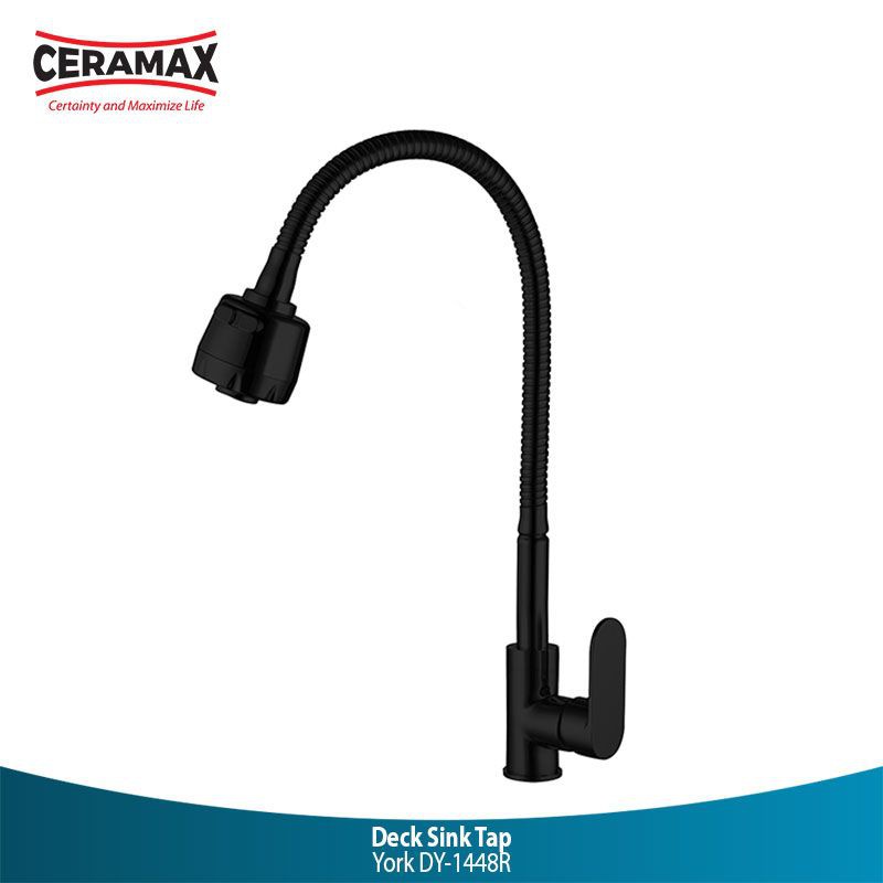 kran flexible ceramax deck / Keran Dapur Fleksibel Leher Angsa Ceramax York Dy-1448R Hitam DecK