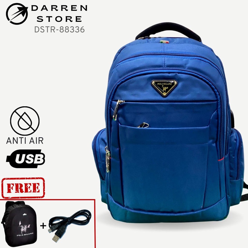 HOT PROMO TAS RANSEL SEKOLAH / KULIAH / KERJA POLO MILANO 88336 TAS TERBARU USB ANTI AIR