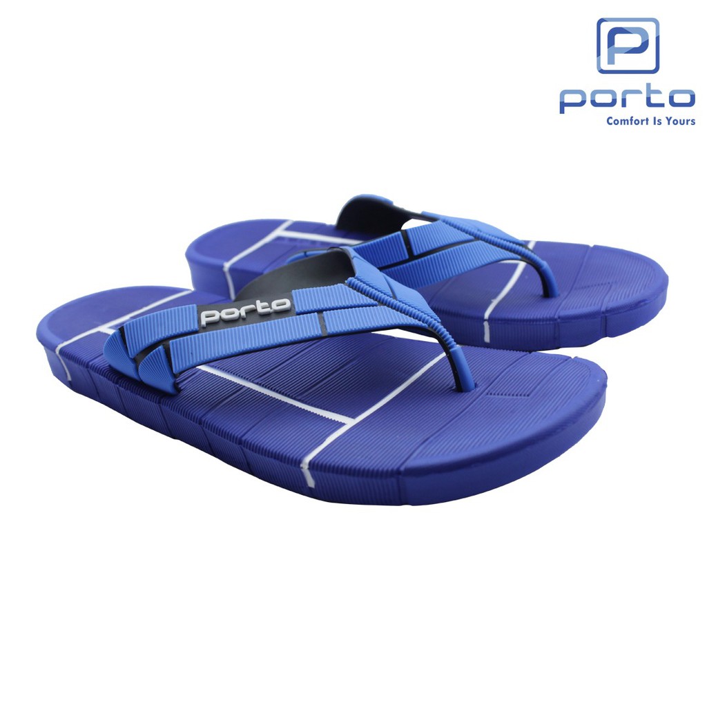 Porto - Sandal Sepatu Pria Sandal Jepit Empuk Sandal Karet 1034M-GEMBLUE