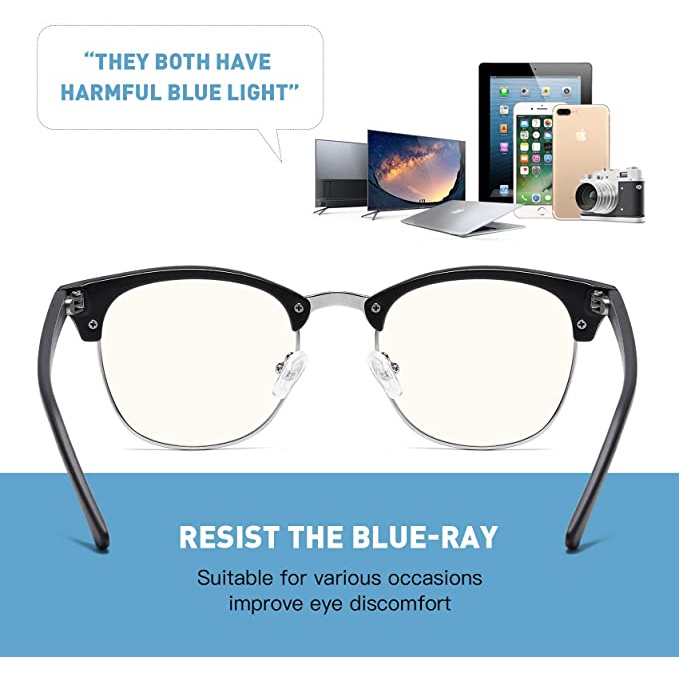 Anti-blue Light Classic Metal Half-frame Flat Glasses For Men and Women