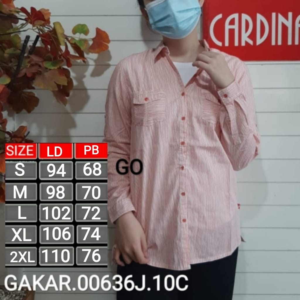 BB CARDINAL CB KEMEJA Pakaian Wanita Atasan Kemeja Hem Lengan Panjang Casual Santai Original