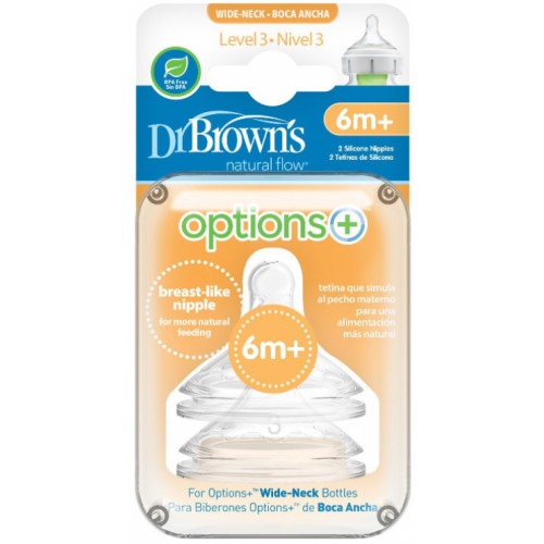Dr Brown OPTIONS PLUS Nipple Wide Neck Replacement (Ready Berbagai Ukuran)