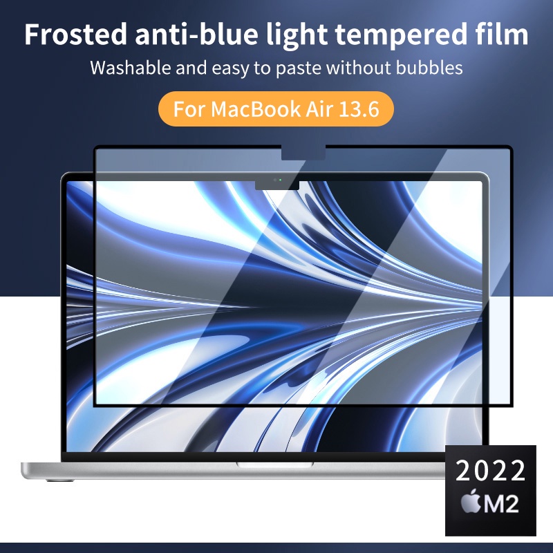 macbook tempered film for macbook air 13 6 inch 2022 m2 a2681 frosted anti blue light eye protection