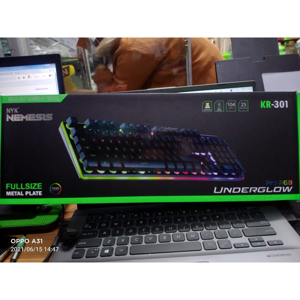 NYK KR 301 UNDERGLOW Full Size Metal Plate Gaming Keyboard with RGB 100% original nyk