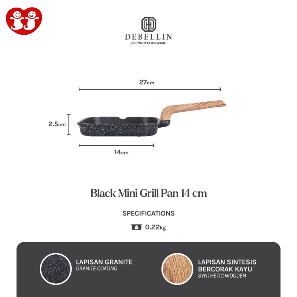 Debellin Black Mini Grill Pan 14cm