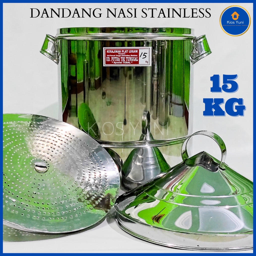 Dandang Nasi Stainless 15 Kg / Dandang Kukusan / Dandang Besar / Panci Kukus / Soblok Nasi