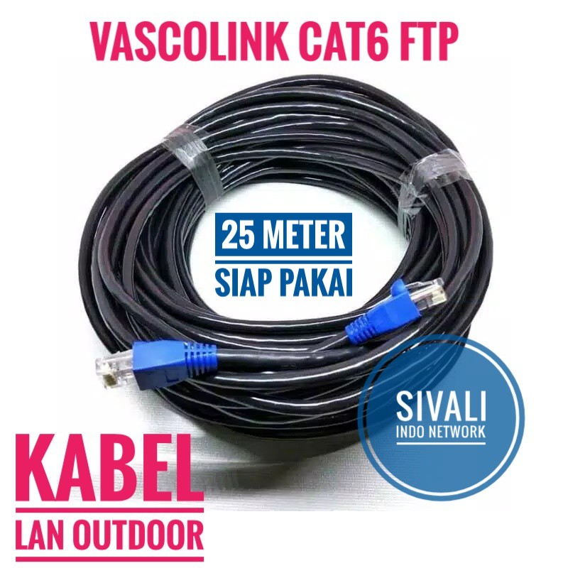 25 METER Vascolink Kabel LAN Cat6 FTP STP Outdoor High Speed 100/1000Mbps