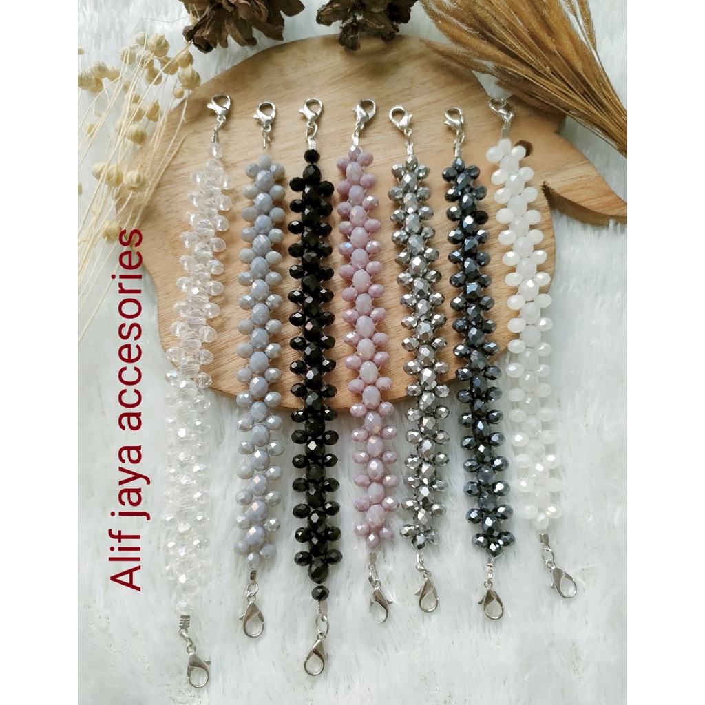 konektor masker hijab kristal mewah / konektor masker hijab / pengait masker hijab kristal