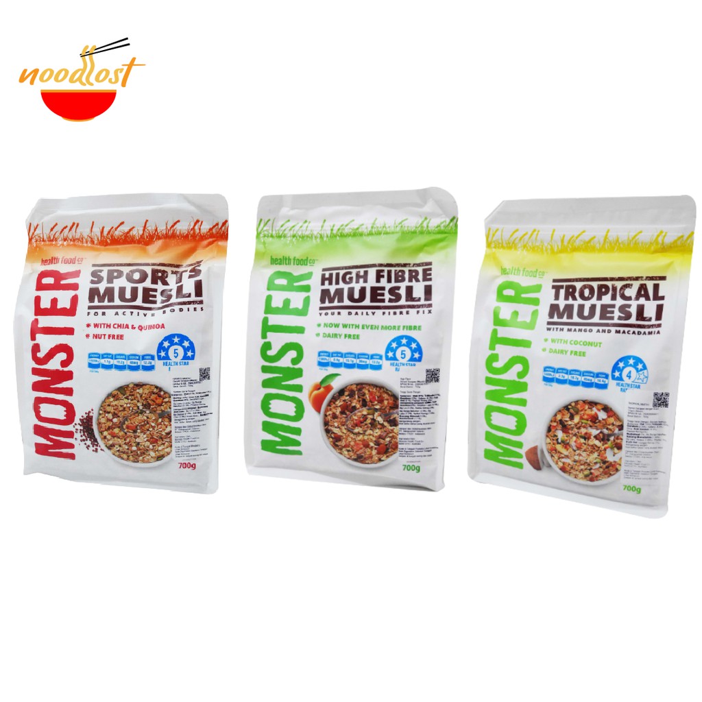 

MONSTER MUESLI CEREAL 700 GRAM - HIGH FIBRE - SPORT - TROPICAL