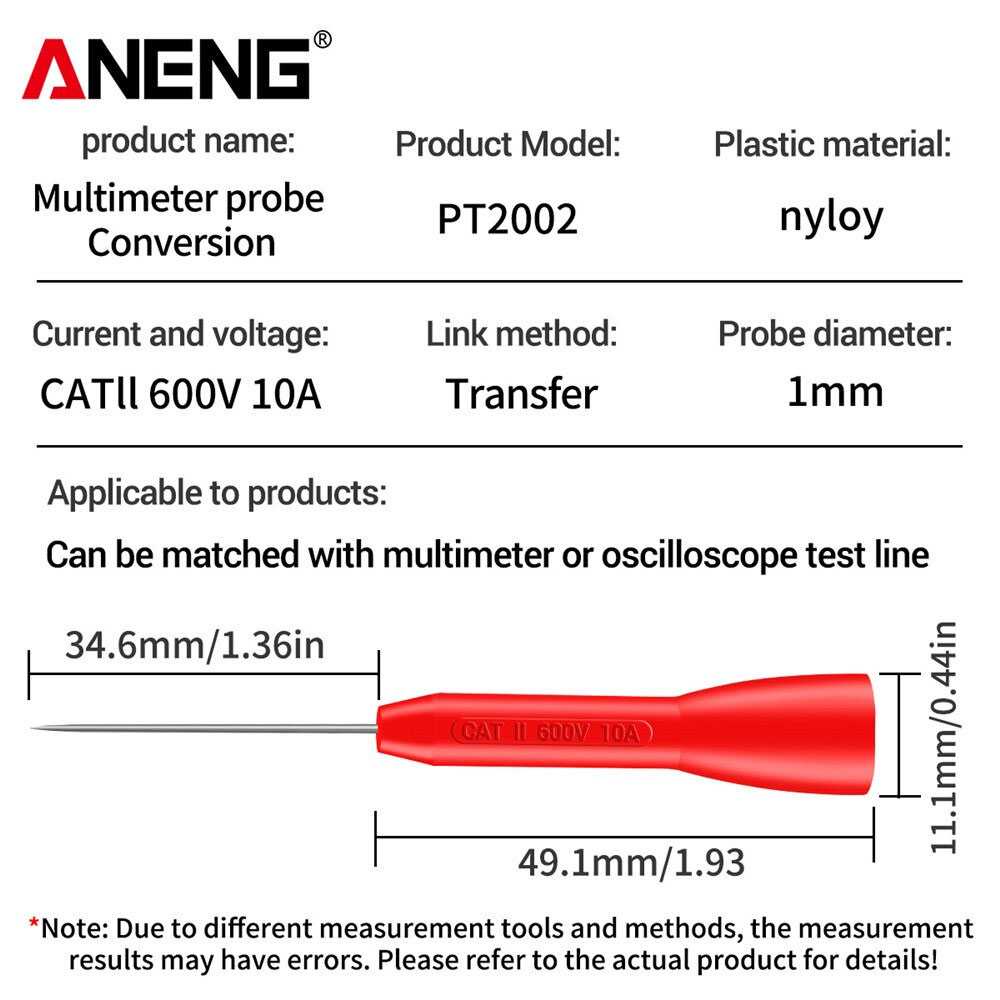 Pin Isolasi Jarum Tindik Multimeter 10 A 600 V konektor listrik Material Pelindung Koslet Kabel Berkualitas