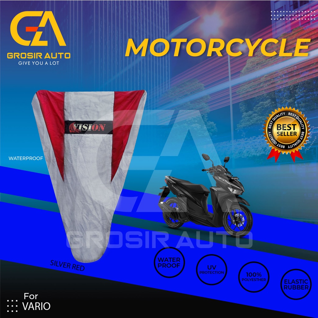 Cover Motor / Pelindung Sarung Motor / Penutup Motor Vario Vision Silver Merah Waterproof