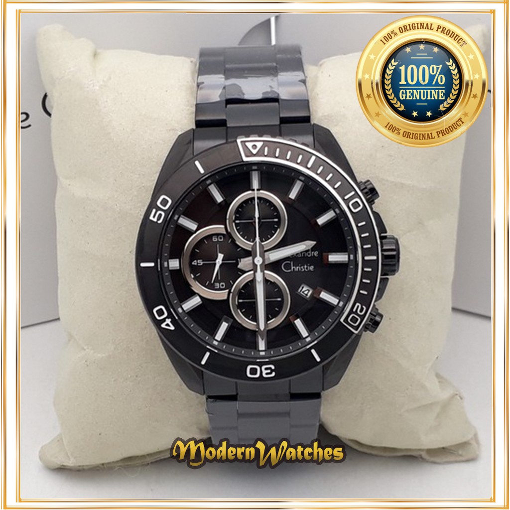 Jam Tangan Ori Pria Terbaru Alexandre Christie AC 6543 Black Rosegold Hitam Alexander Termurah Sport