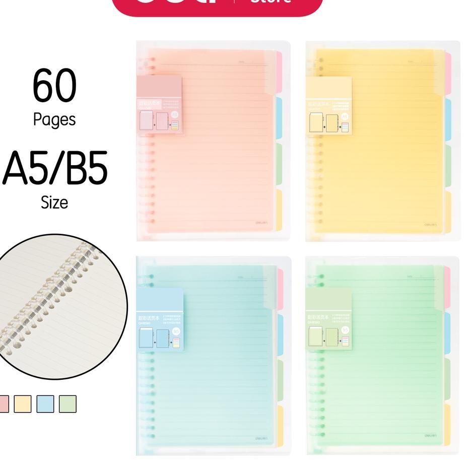 

Terbaru - Deli Buku Vivid Lose Leaf Binder A5/B5 60 Halaman Warna Pastel QHA560 QHB560