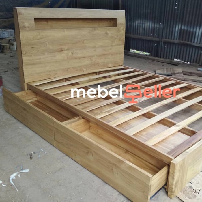 Tempat Tidur Minimalis Jati - Tempat Tidur Minimalis 2 Laci