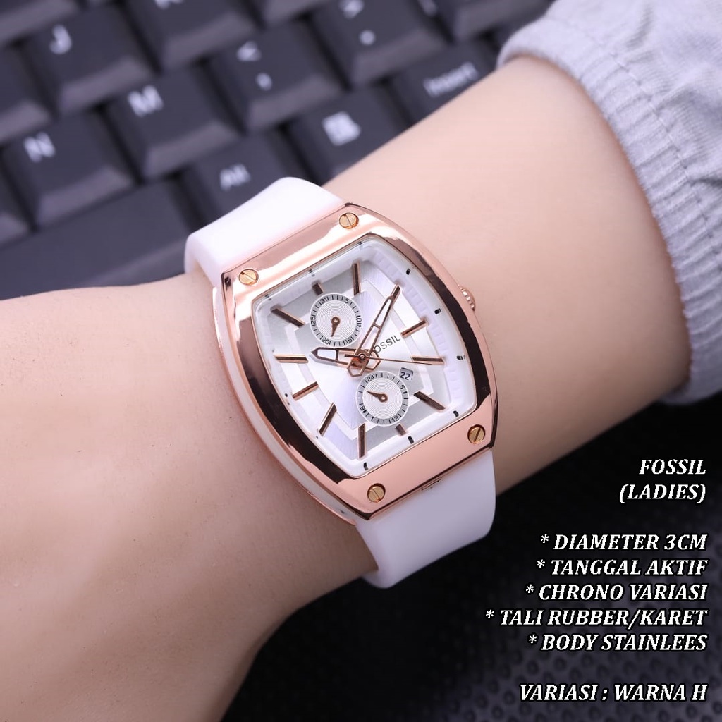 (BISA COD) JAM TANGAN WANTIA FASHION TALI RUBBER BODY OVAL ROSE GOLD TANGGAL AKTIF CHRONO VARIASI