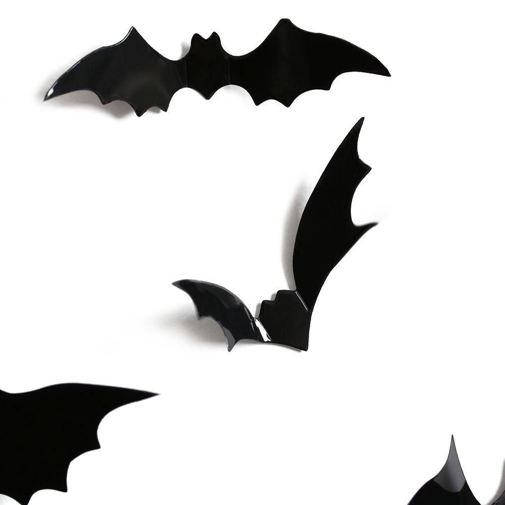 Populer 12PCS Halloween Kelelawar Stiker Mengerikan Dekorasi Perlengkapan Pesta Rumah Ornamen Dinding Art