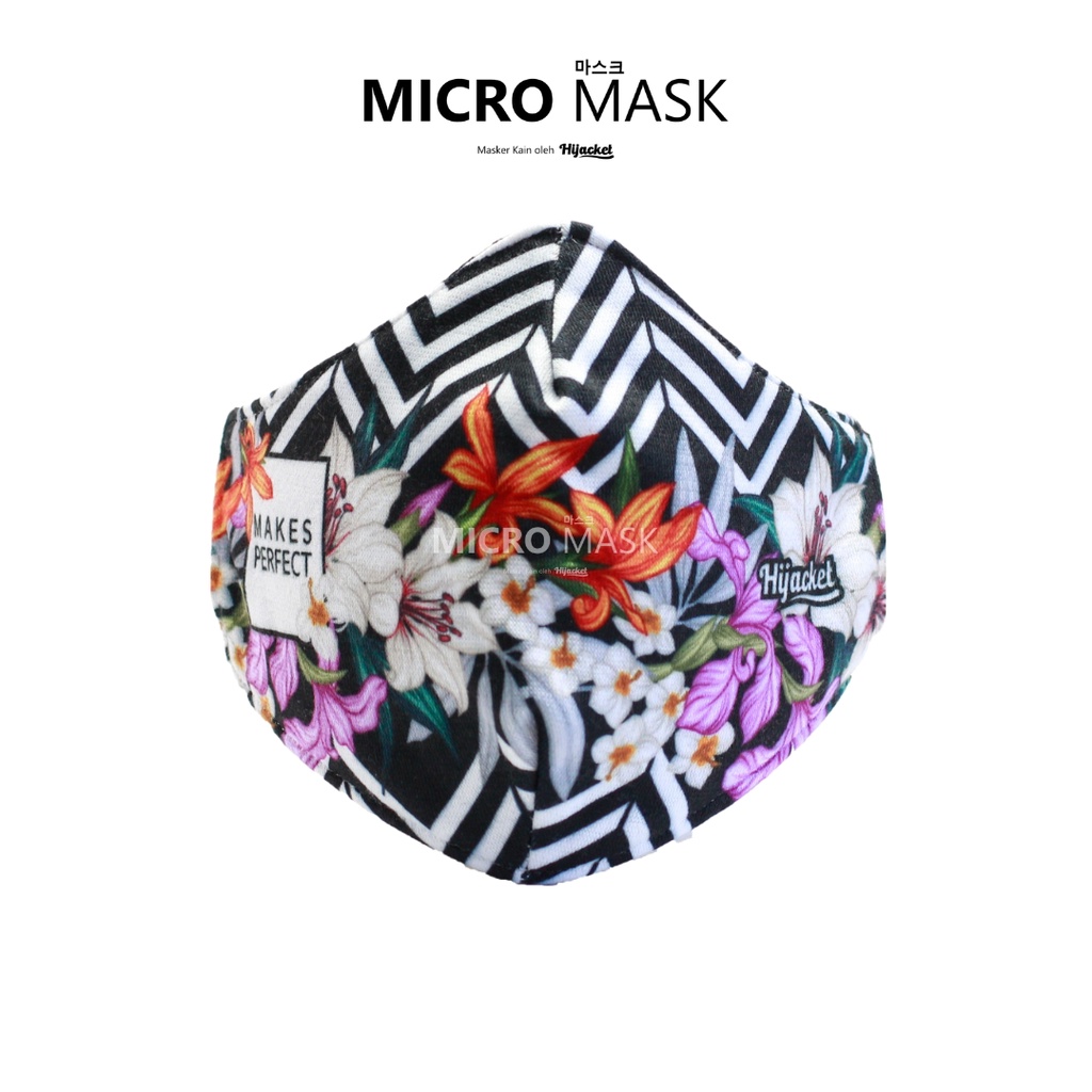 Micro Masker Hijab BLOCK UP TO 70% VIRUS 2 PLY Proteksi Premium fleece & poly-fiber Nyaman Bisa COD-Spectrum Flowerchrom