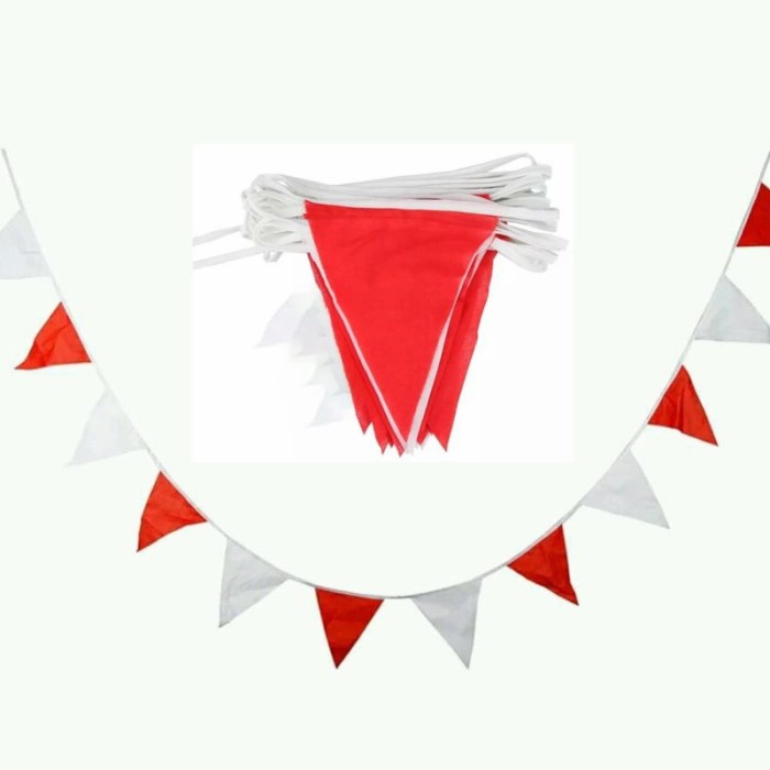 LJ-Bunting Flag Bendera Hias Festival HUT Segitiga Merah Putih