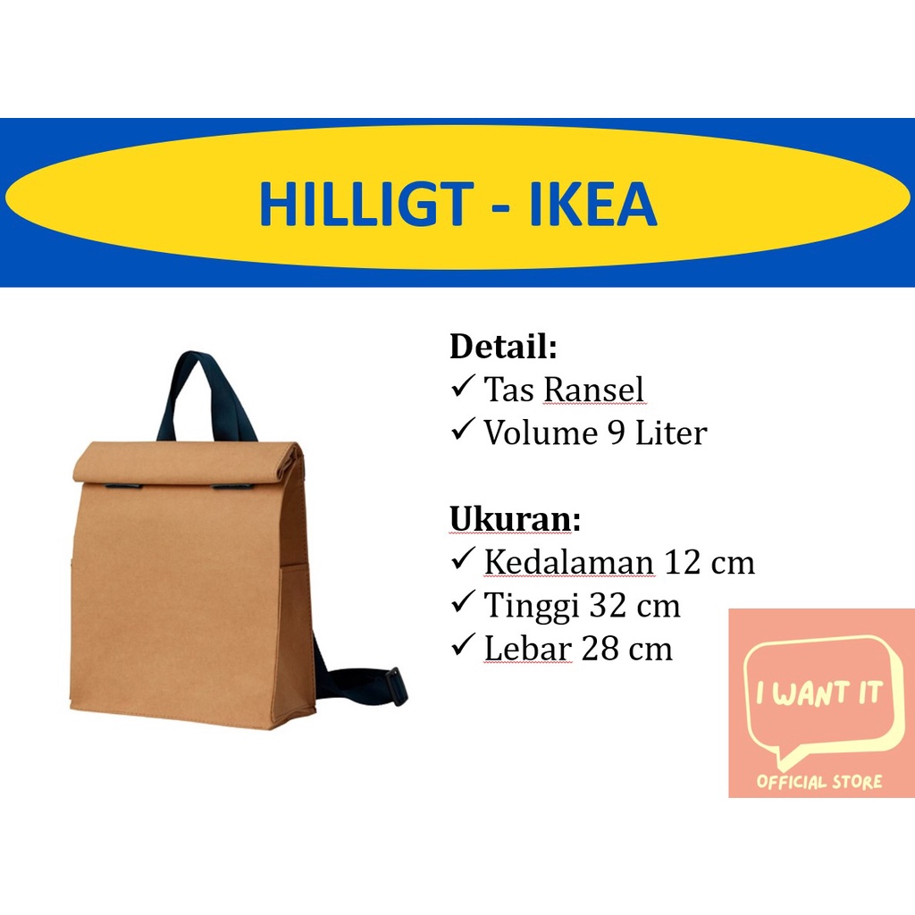 Tas Unik Ikea / Tas Ikea / Tas Ransel / Tas Laptop / Tas Multifungsi / Tas HILLIGT / HILLIGT / Tas K