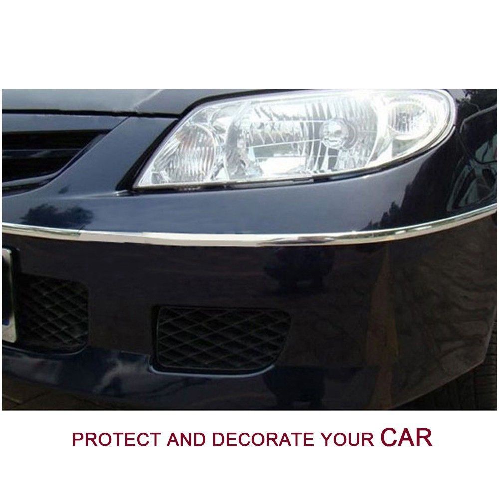 TOP Auto Styling Protector Trim Tape Bright Edge Guard Sticker Bumper Decor Strip Anti-Collision Exterior Interior Car Door Decoration Self Adhesive Chrome Plate