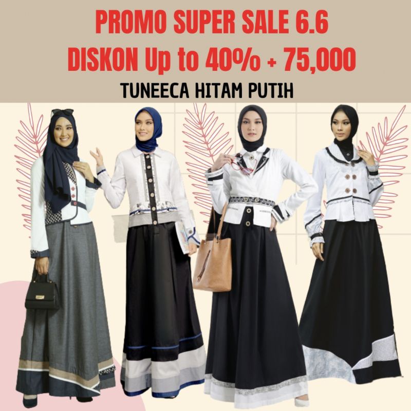TUNEECA GAMIS HITAM PUTIH SERAGAM ASN BEST SELLER