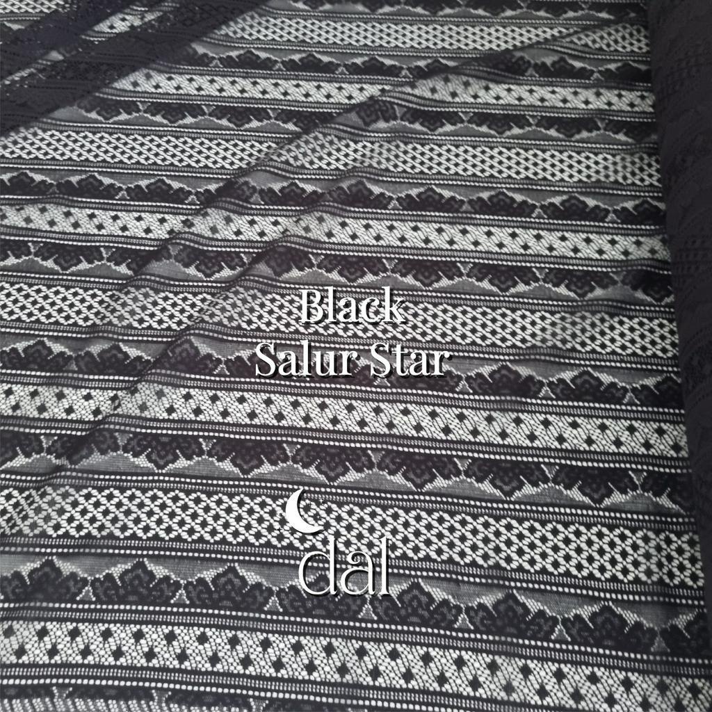 0,5m bahan kain brukat lace kebaya malika black hitam salur raya star rimba crown mahkota